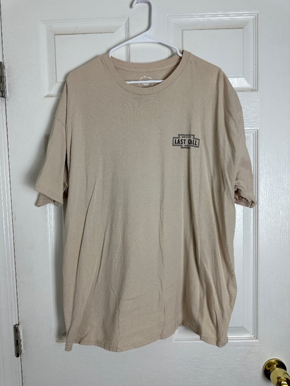 Last Call Co 100% Cotton Beige Graphic Print Short Sleeve Tee Men Size XXL